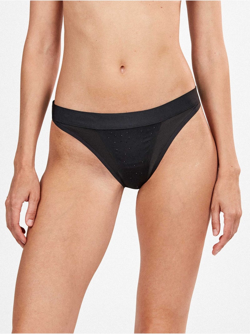 Braziliaanse microfiber glanzende slip Zwart - Kiabi