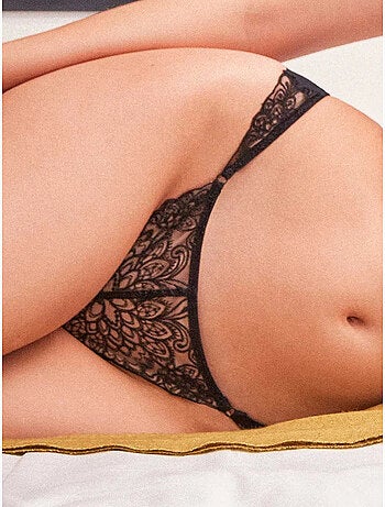 Braziliaanse slip in geborduurde bloementextiel