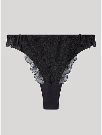 Braziliaanse slip van geborduurde tule met bloemen