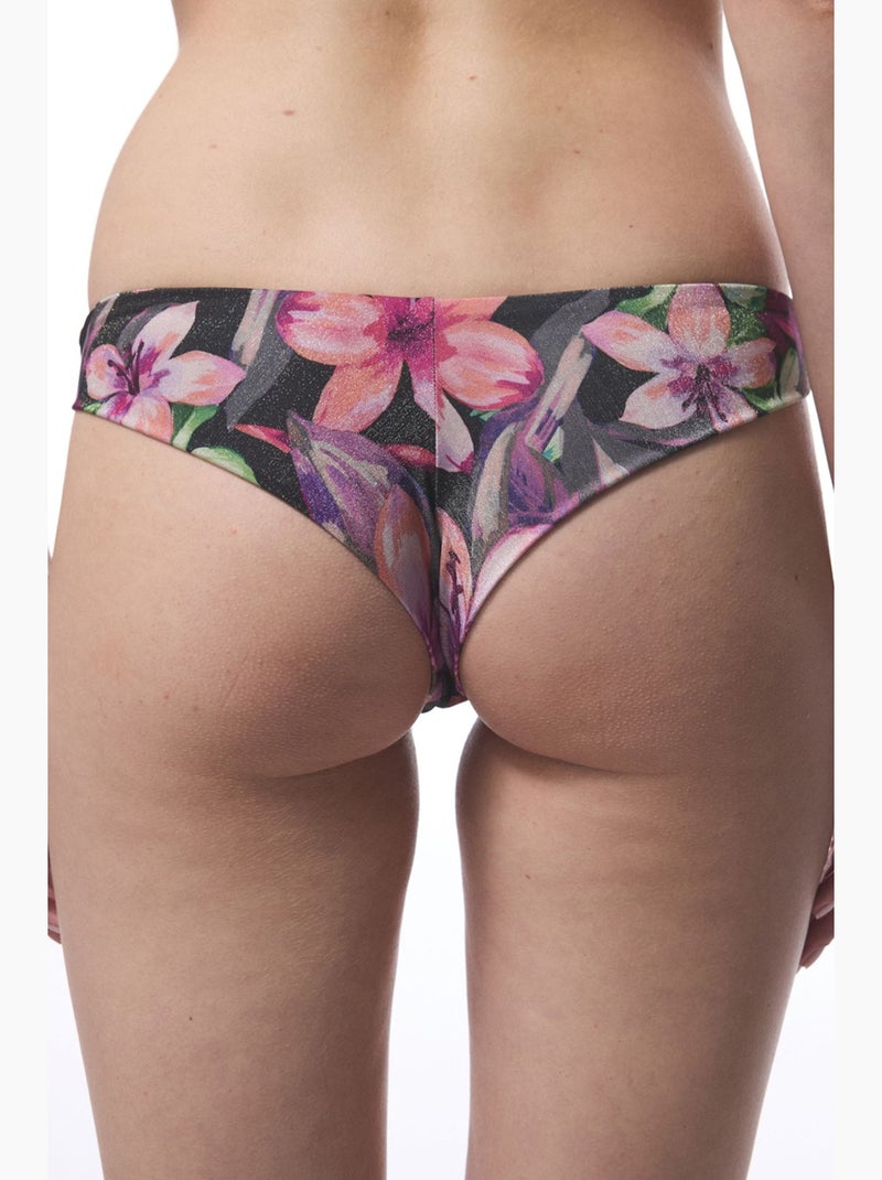 Brazilian bikinibroekje briella met bloemenprint penti Zwart/Groen/Roze - Kiabi