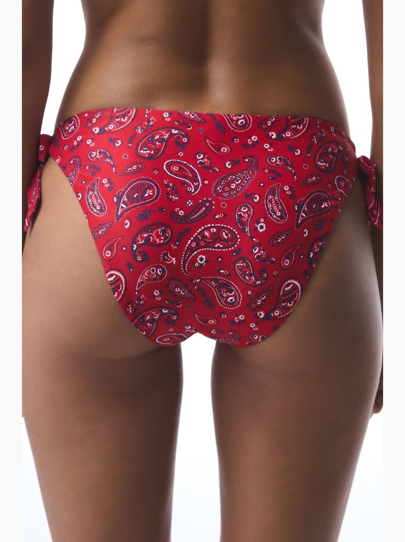 Brazilian bikinibroekje met etnische print en gesp bandana penti Rood - Kiabi