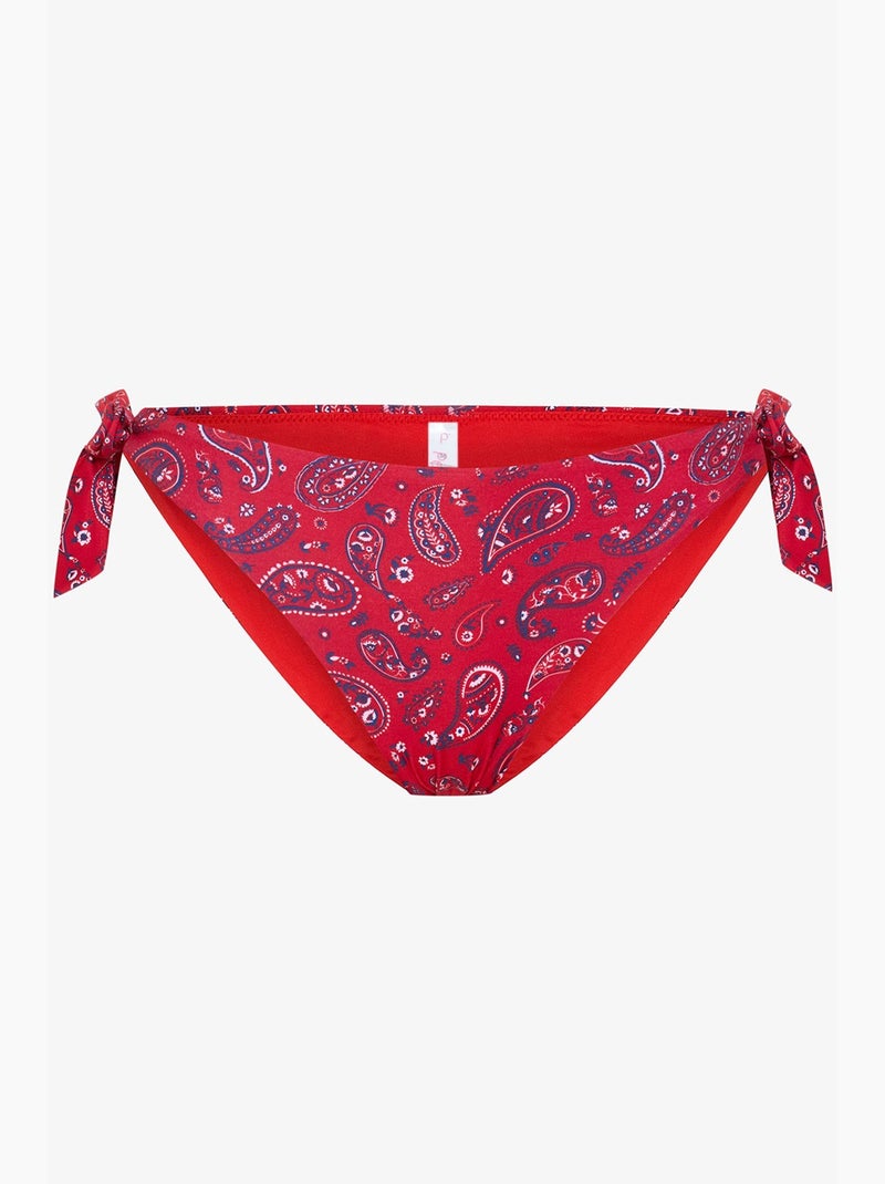 Brazilian bikinibroekje met etnische print en gesp bandana penti Rood - Kiabi