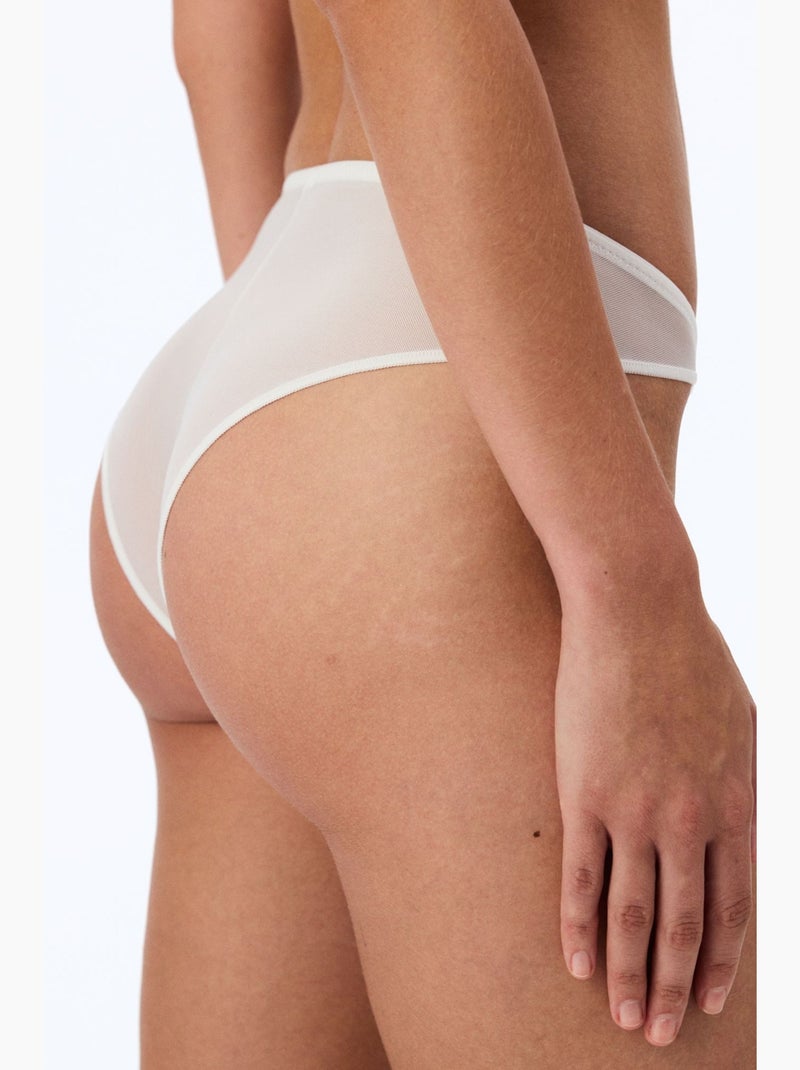 Brazilian slip met strikmotief en geborduurde afwerking penti Wit - Kiabi