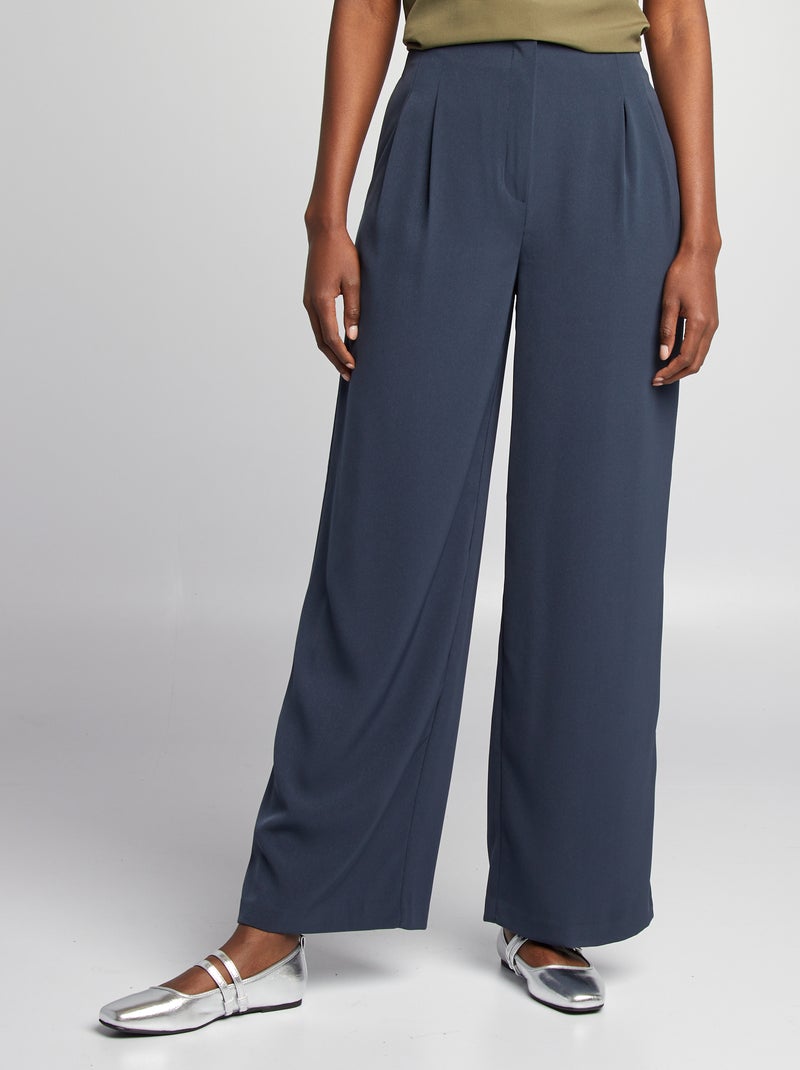 Brede bandplooibroek BLAUW - Kiabi