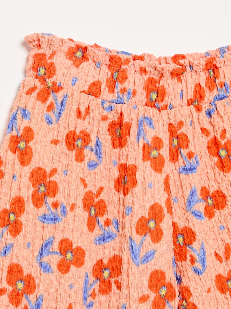 Brede broek met ruches onderaan Oranje - Kiabi