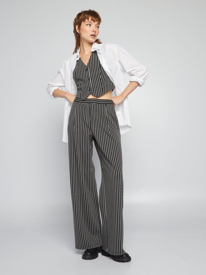 Brede broek met strepen GRIJS - Kiabi