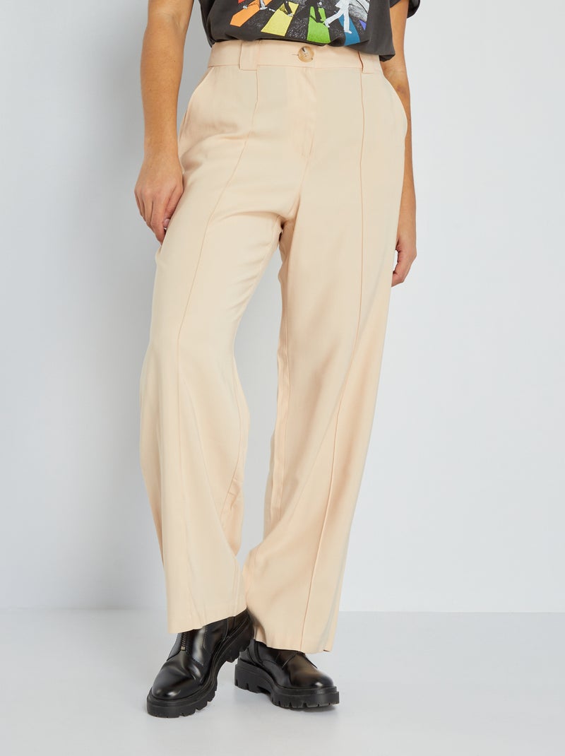 Brede broek van twill BIEGE - Kiabi