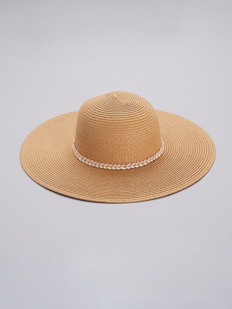 Breedgerande hoed met glanzende details Beige - Kiabi