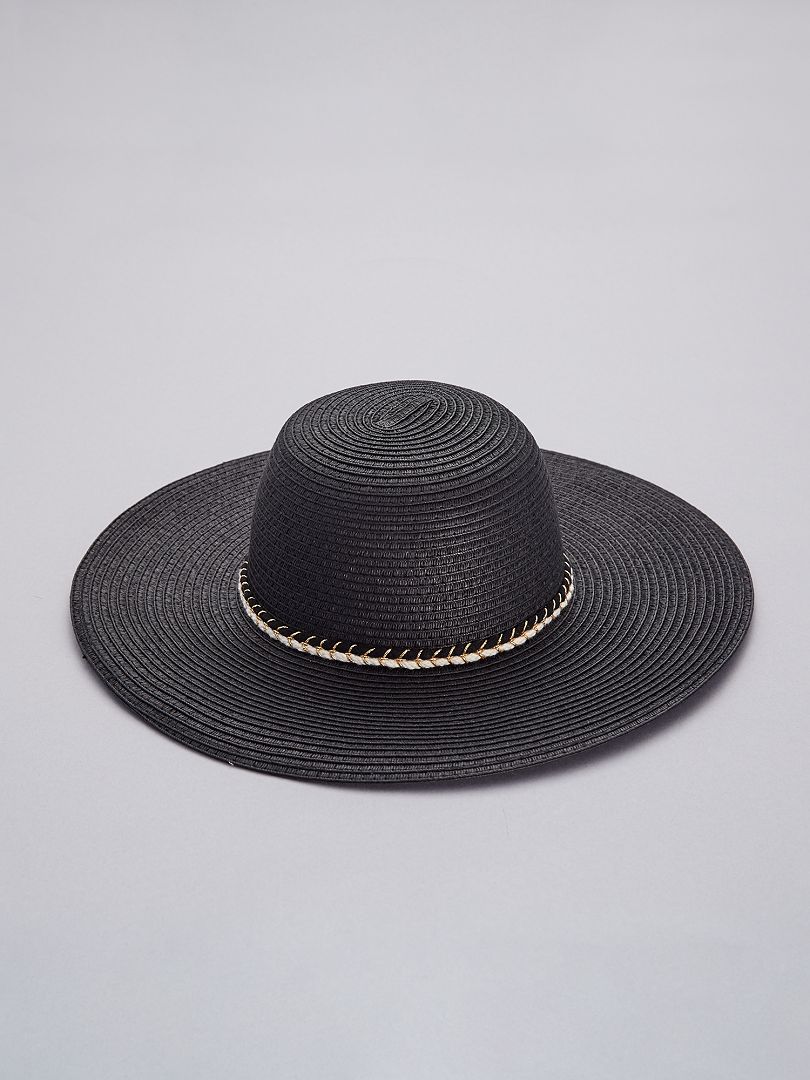 Breedgerande hoed met glanzende details zwart - Kiabi
