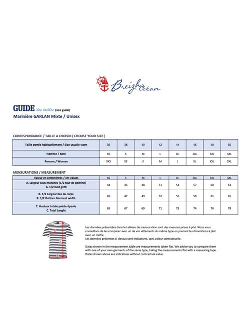 'Breizh Océan' Bretons gestreept shirt voor heren of dames, unisex T-shirt met korte mouwen - Kiabi