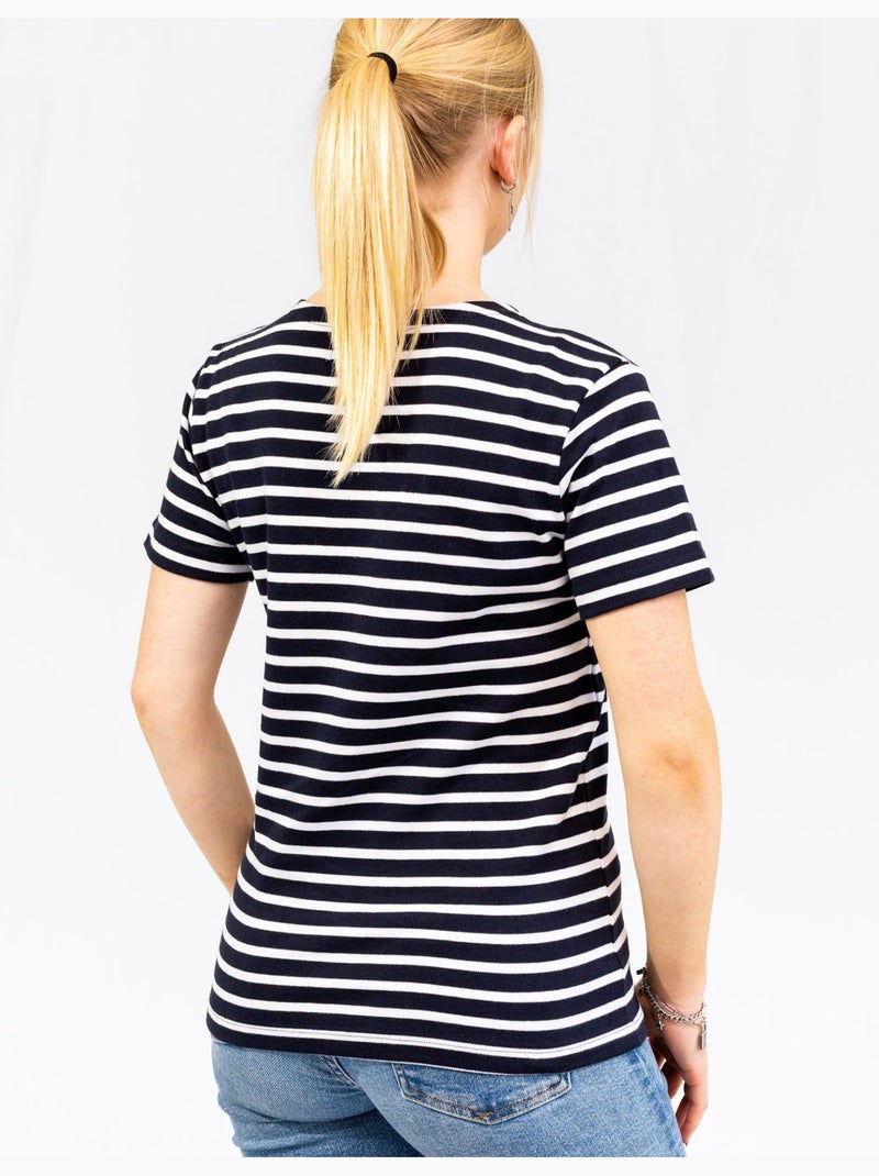 'Breizh Océan' Bretons gestreept shirt voor heren of dames, unisex T-shirt met korte mouwen Marineblauw/Wit - Kiabi