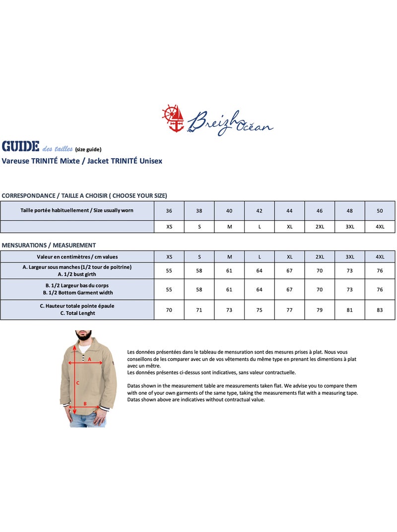 'Breizh Océan' smock voor heren of dames, 100% katoen Rood - Kiabi