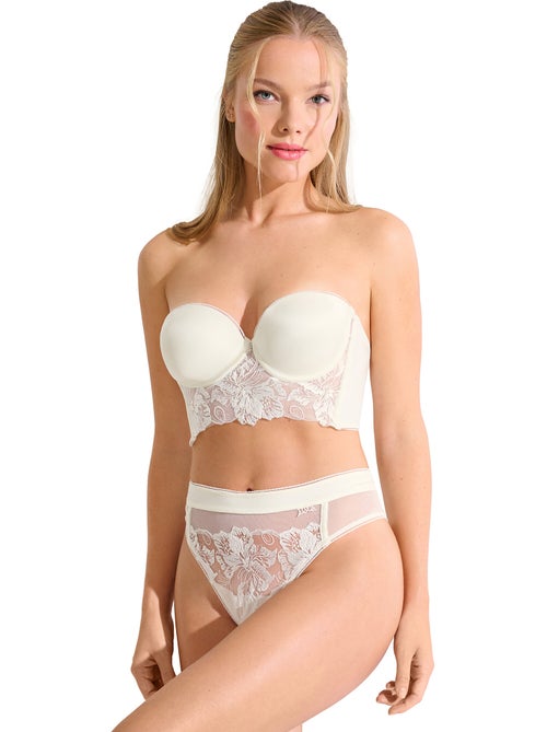 Brésilien échancré taille haute jarretelles amovibles eminence mariage - Kiabi Brésilien échancré taille haute jarretelles amovibles eminence mariage - Kiabi