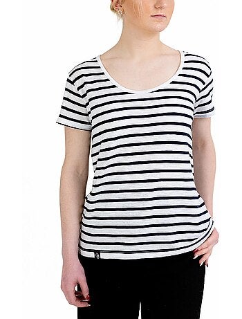 Bretonse top met korte mouwen en strepen 'Breizh Océan', zomer T-shirt, 100% lichtgewicht katoen
