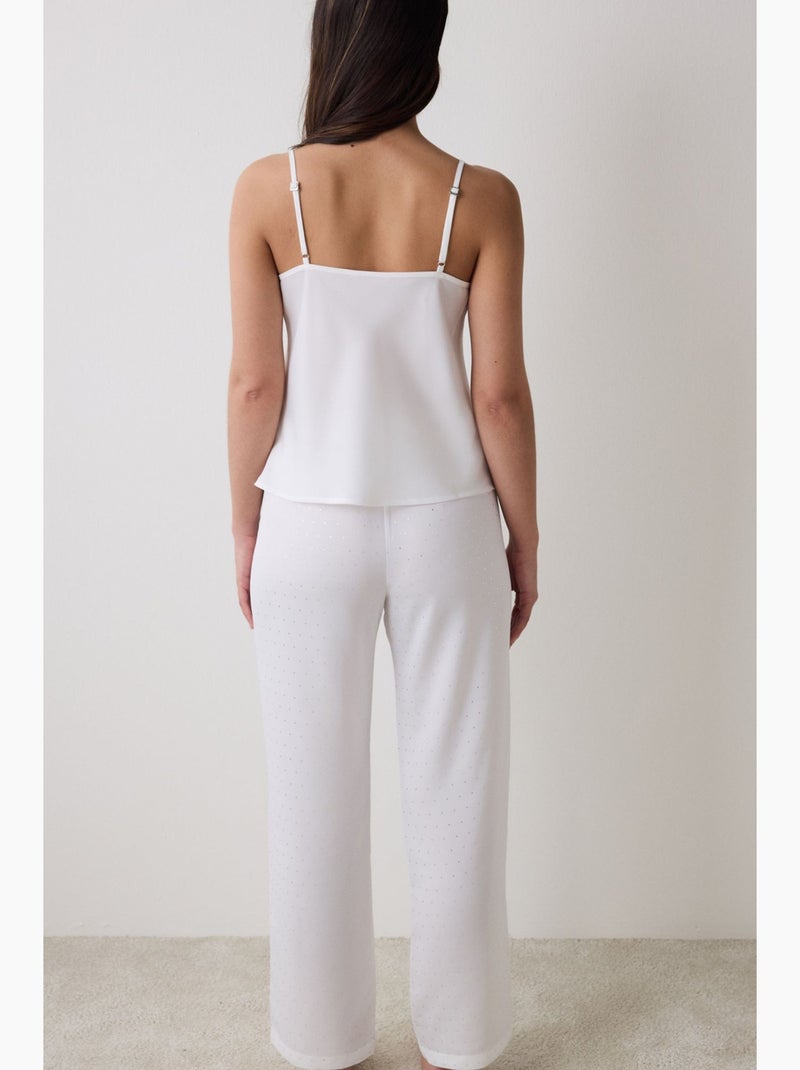 Bridal delicate satijnen pyjamabroek penti Wit - Kiabi