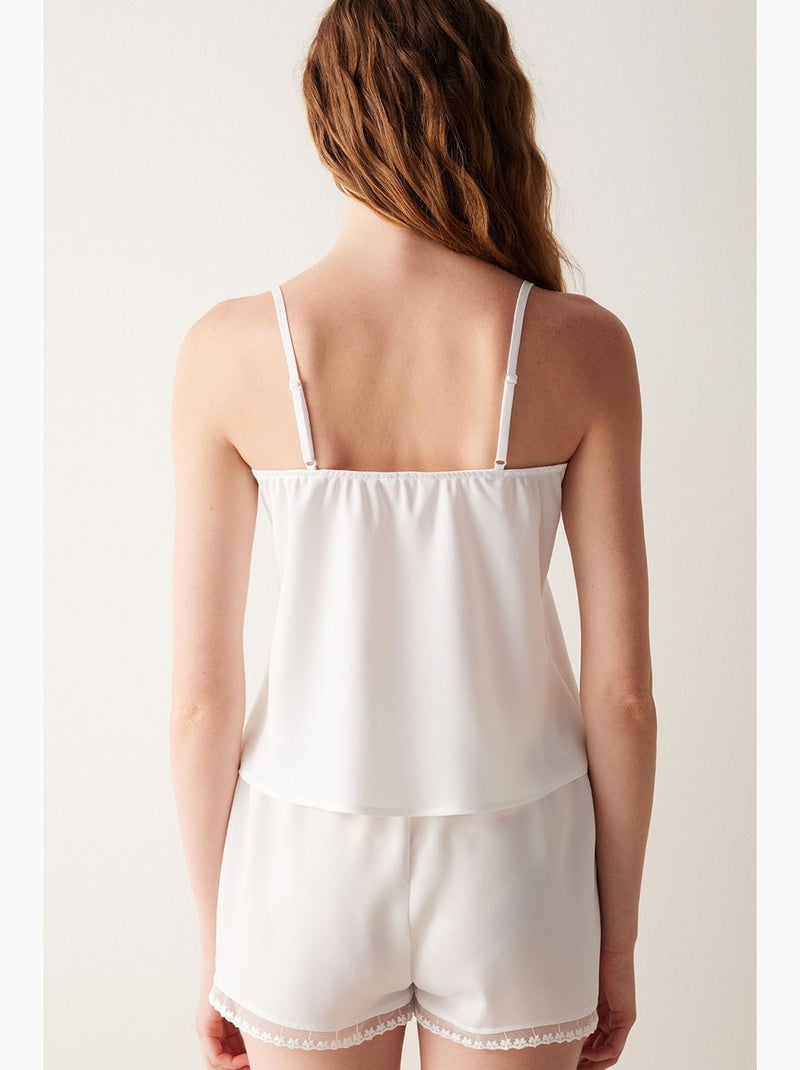 Bridal lacy kanten pyjamashort penti Wit - Kiabi