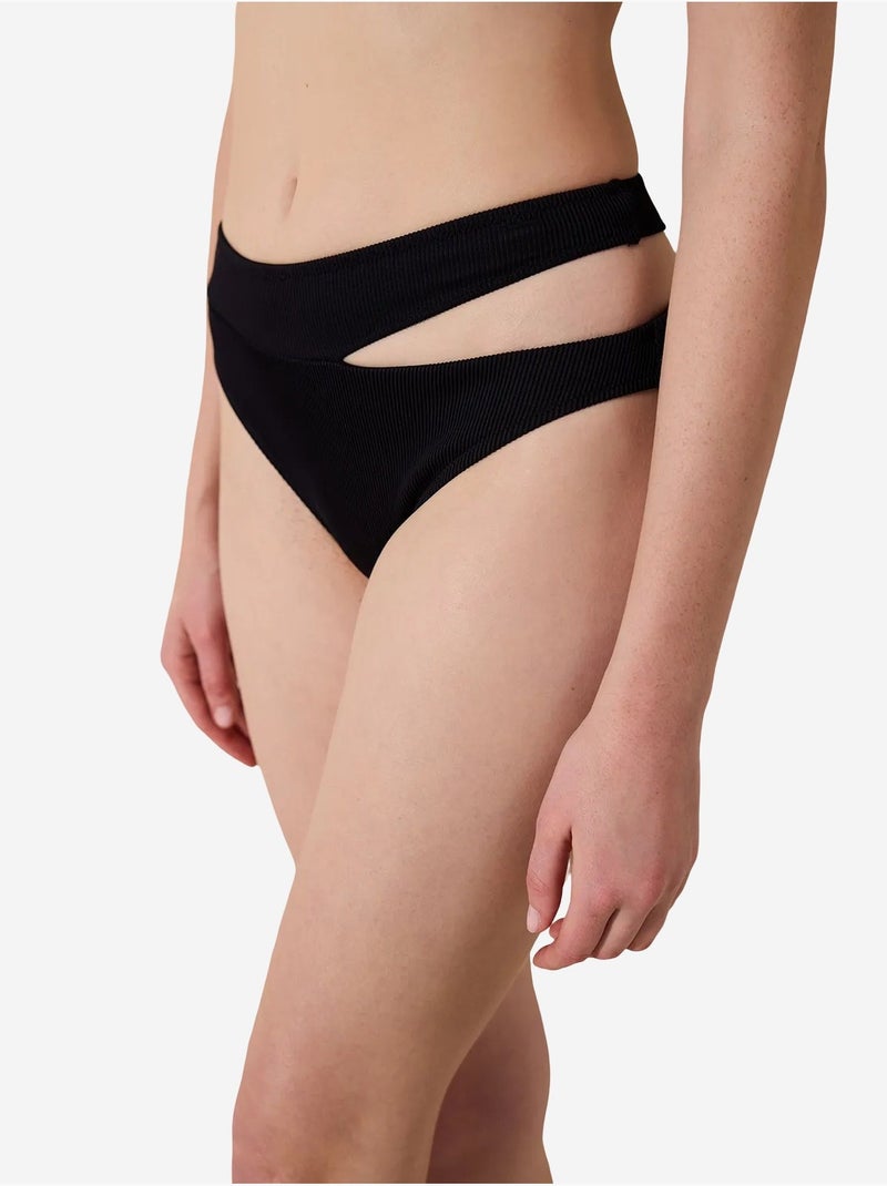 Brigett cut bikinibroekje met structuur penti Zwart - Kiabi