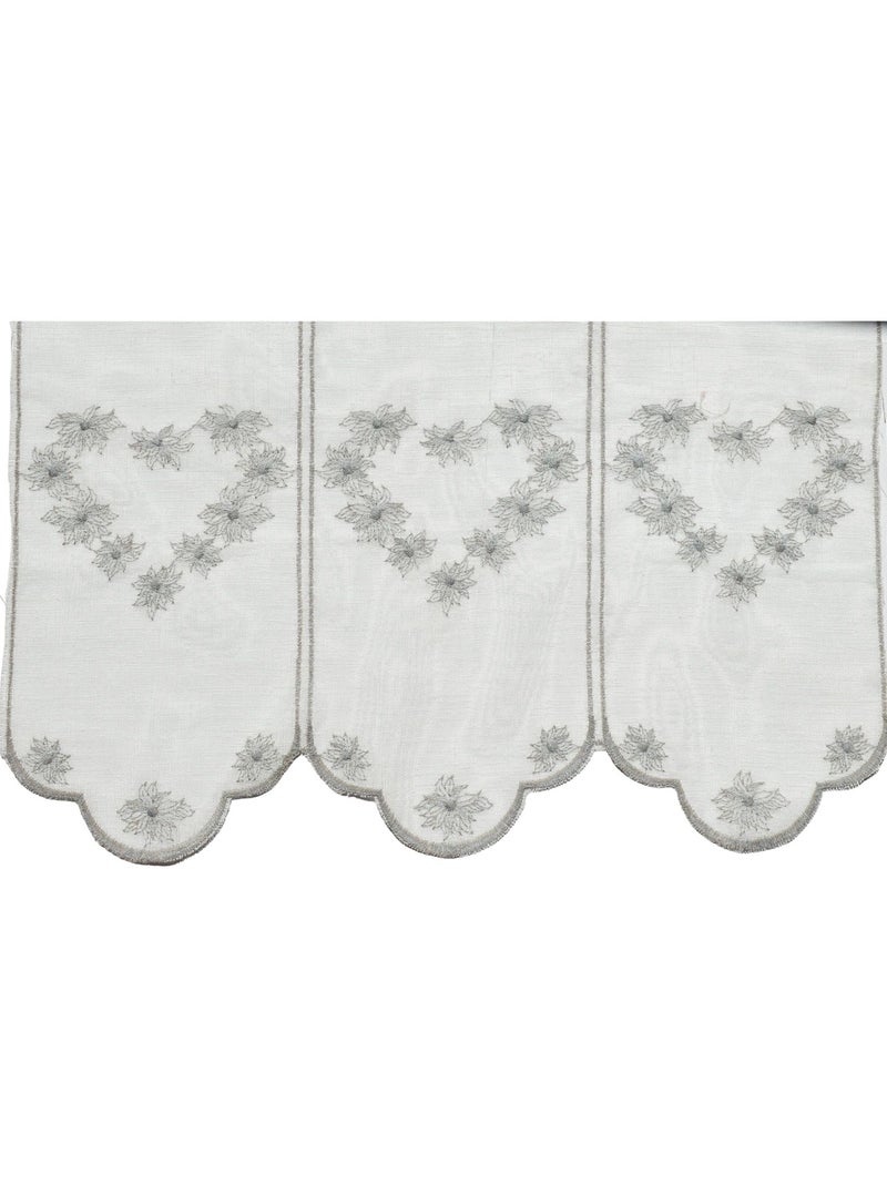 Brise-bise brodé à motifs cœurs Gris clair - Kiabi