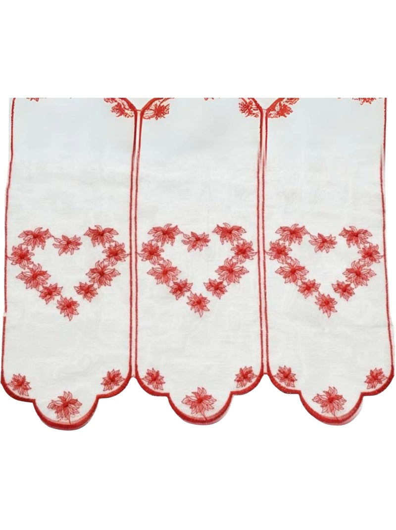 Brise-bise brodé à motifs cœurs Rouge - Kiabi