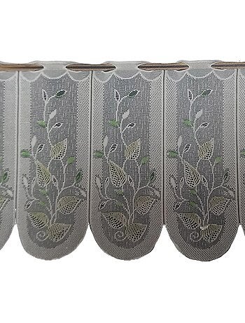 Brise-bise brodé à motifs feuillages