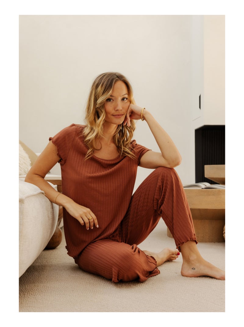 Broek clarissa Oranje - Kiabi