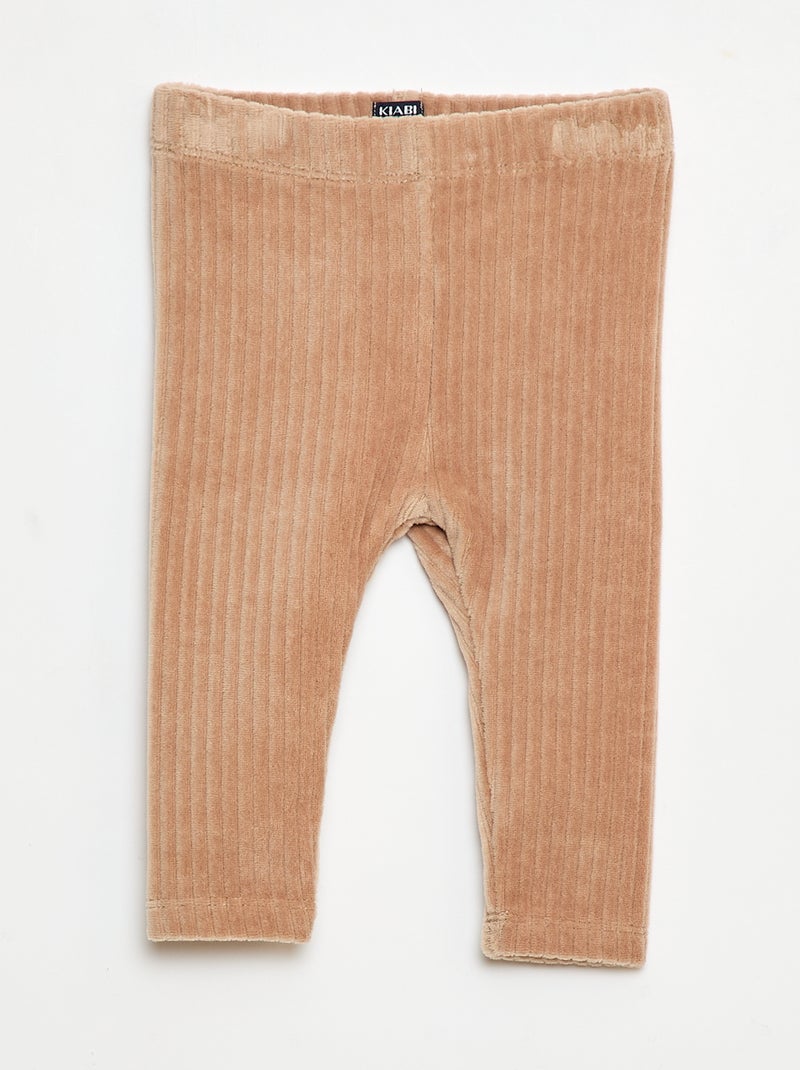 Broek in leggingstijl van velours Bruin - Kiabi
