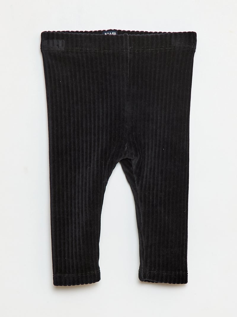 Broek in leggingstijl van velours zwart - Kiabi