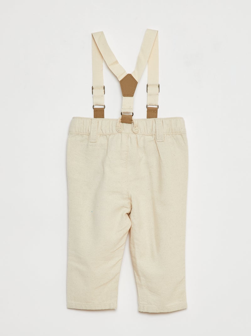 Broek met bretellen WIT - Kiabi