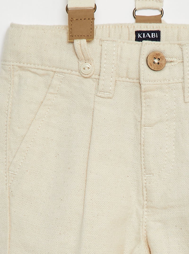 Broek met bretellen WIT - Kiabi