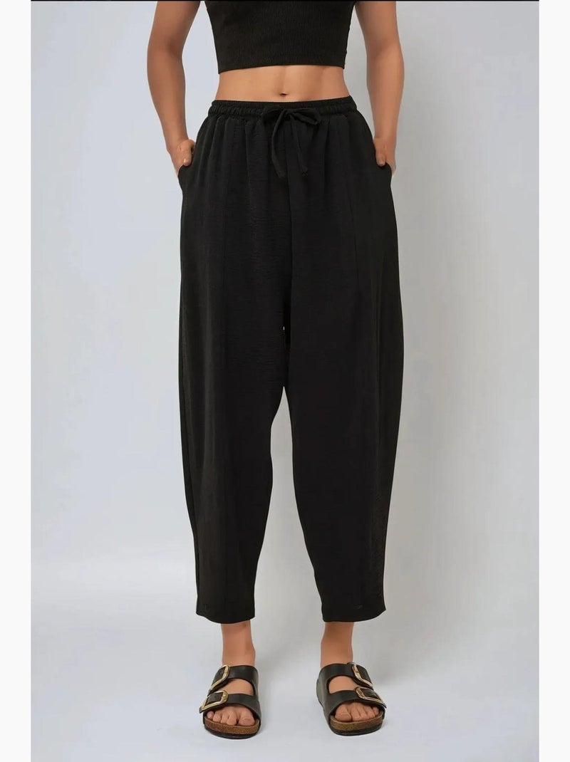 Broek met elastische taille en comfortabele pasvorm hiccup Zwart - Kiabi