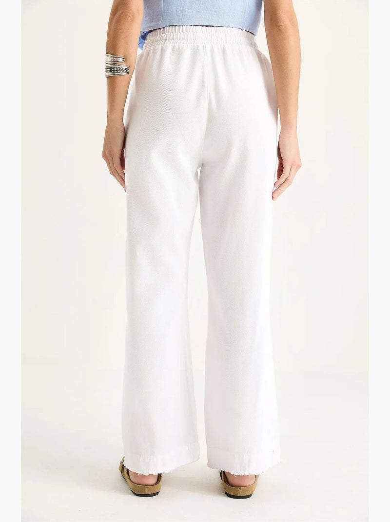 Broek met elastische taille en rechte pijpen lucci Wit - Kiabi