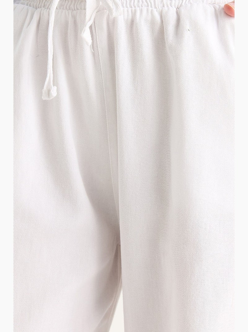 Broek met elastische taille en rechte pijpen lucci Wit - Kiabi