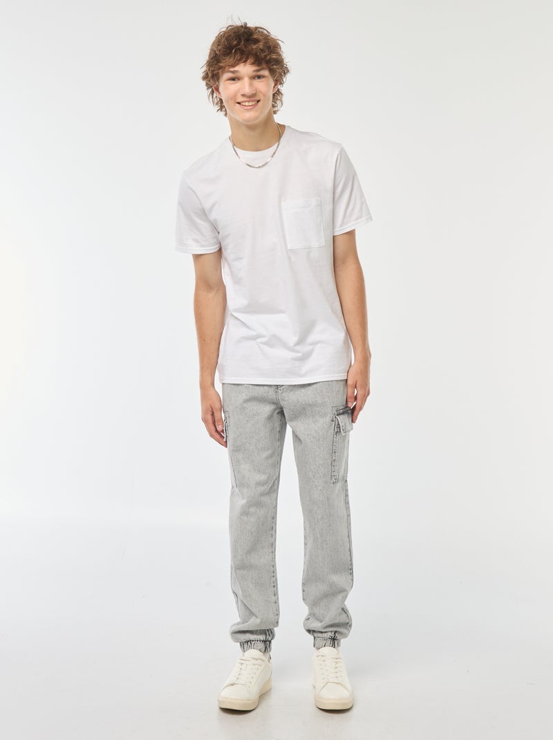Broek met elastische tailleband en veel zakken Grijs - Kiabi