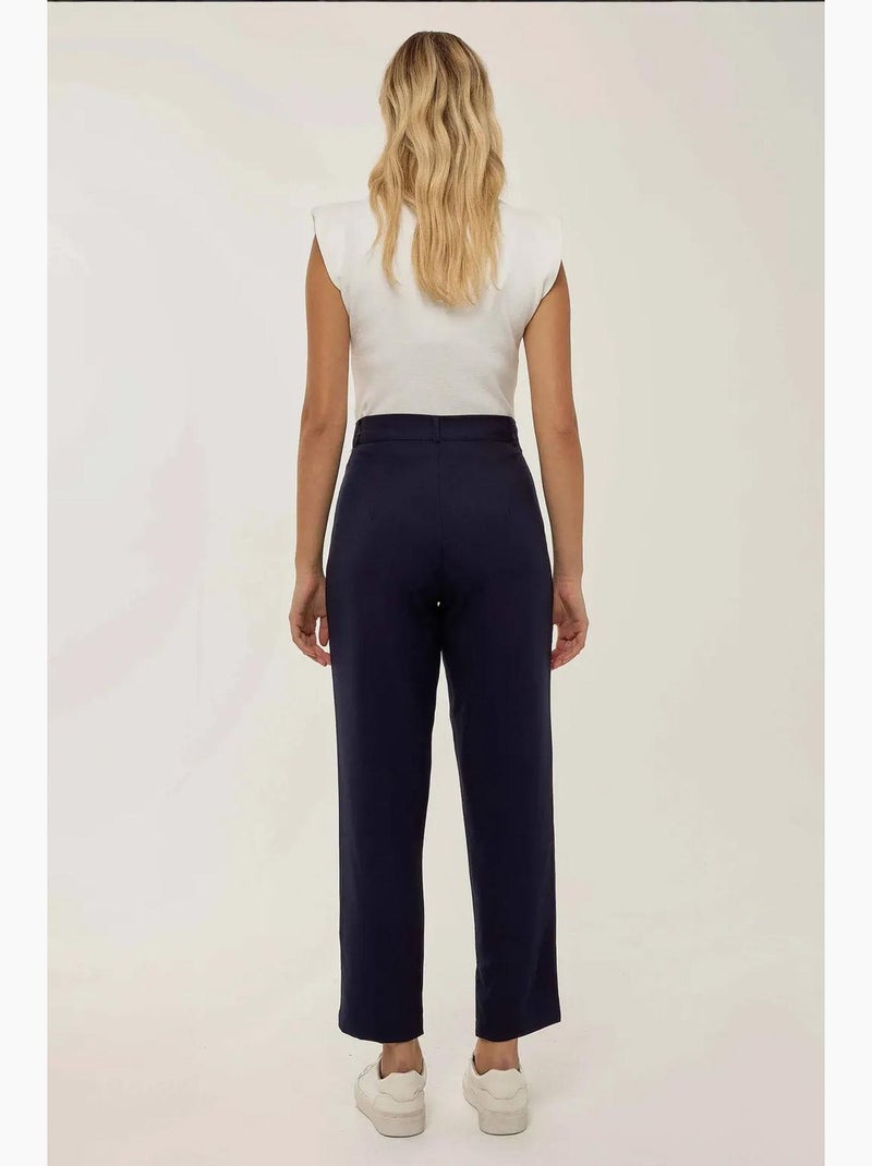 Broek met hoge taille en geplooide pijpen hiccup Blauw - Kiabi