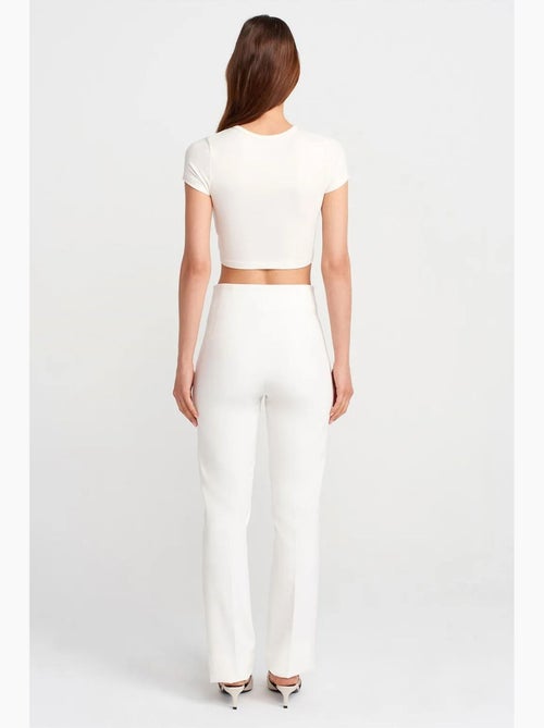 Broek met hoge taille en plooien dilvin - Kiabi