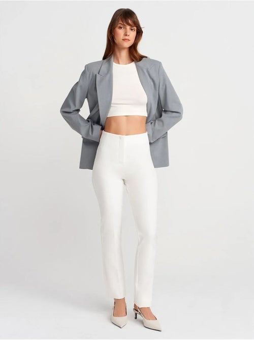 Broek Met Hoge Taille En Plooien - Kiabi Broek Met Hoge Taille En Plooien - Kiabi