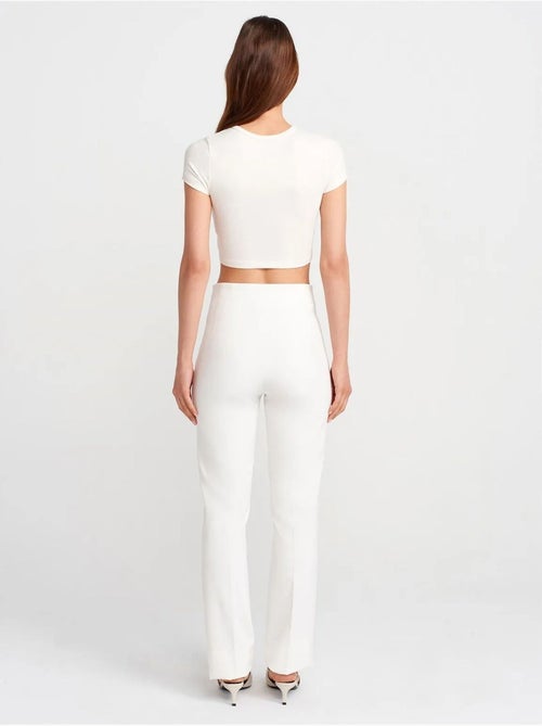 Broek Met Hoge Taille En Plooien - Kiabi Broek Met Hoge Taille En Plooien - Kiabi