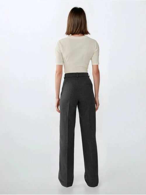 Broek met hoge taille en rechte pijpen hiccup - Kiabi