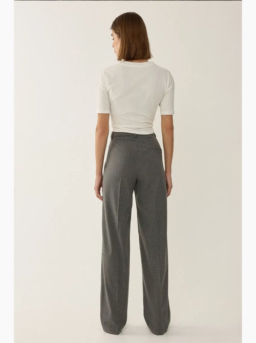 Broek met hoge taille en rechte pijpen hiccup - Kiabi