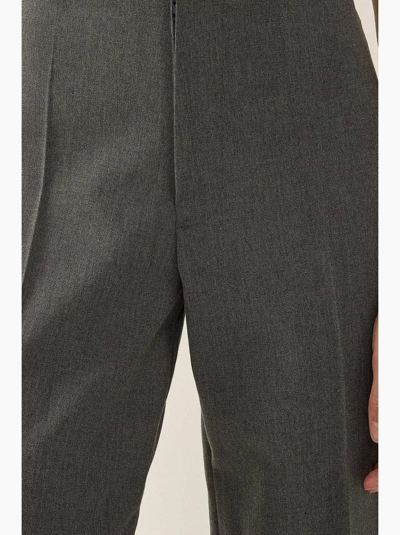 Broek met hoge taille en rechte pijpen hiccup Grijs - Kiabi