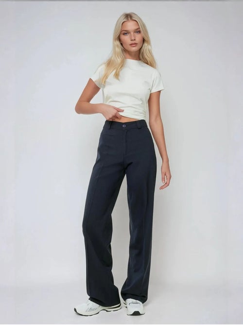 Broek met hoge taille en rechte pijpen hiccup - Kiabi