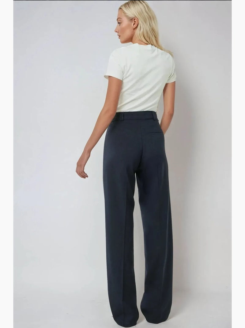 Broek met hoge taille en rechte pijpen hiccup Marineblauw - Kiabi