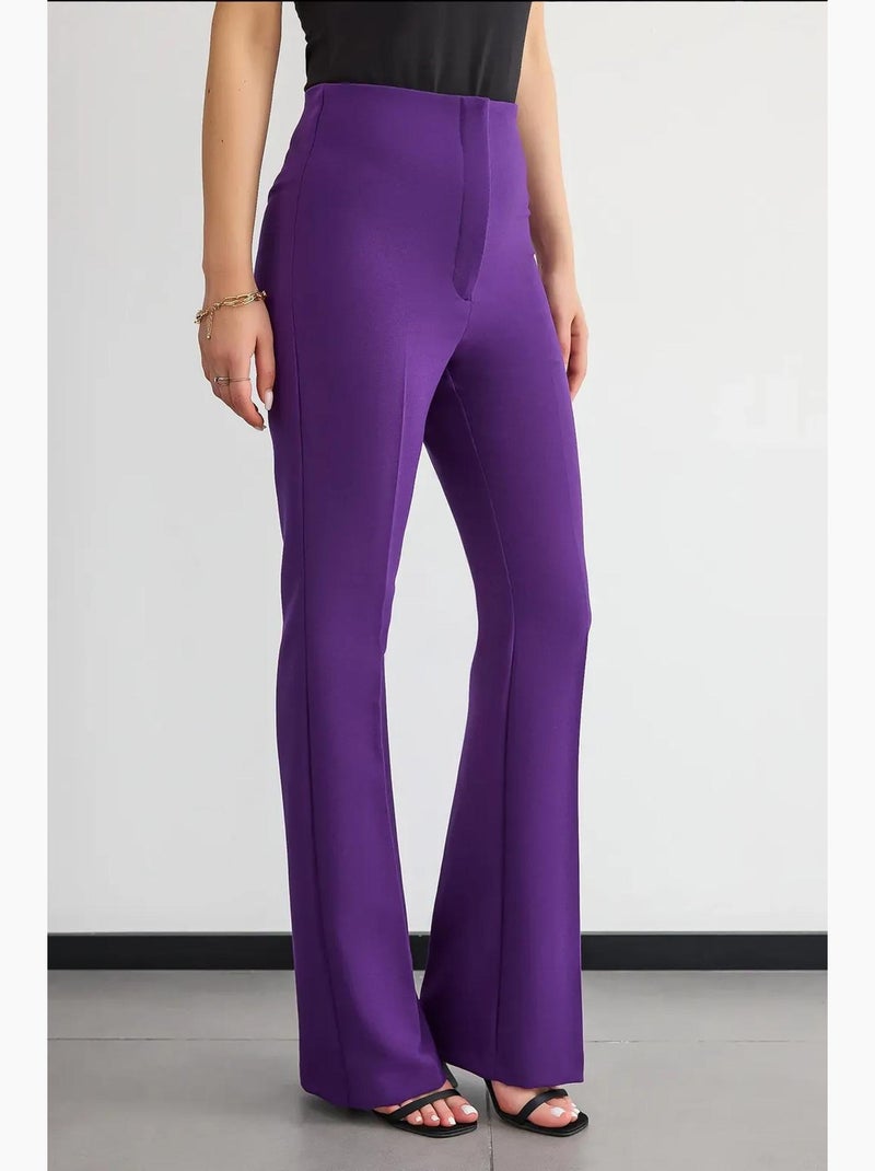 Broek met hoge taille en rechte pijpen hiccup Paars - Kiabi