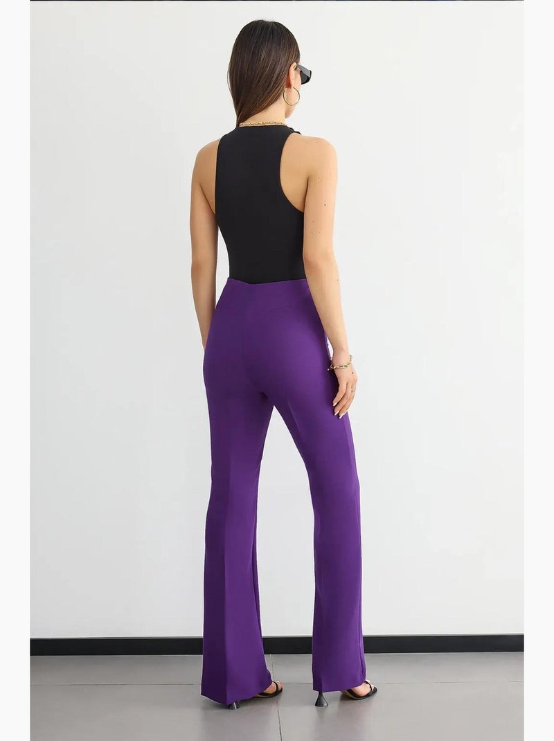 Broek met hoge taille en rechte pijpen hiccup Paars - Kiabi