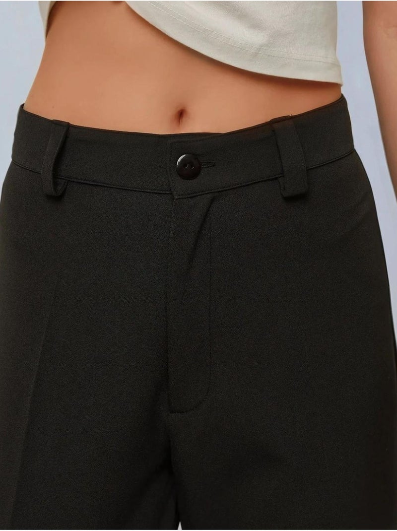 Broek met hoge taille en rechte pijpen hiccup Zwart - Kiabi