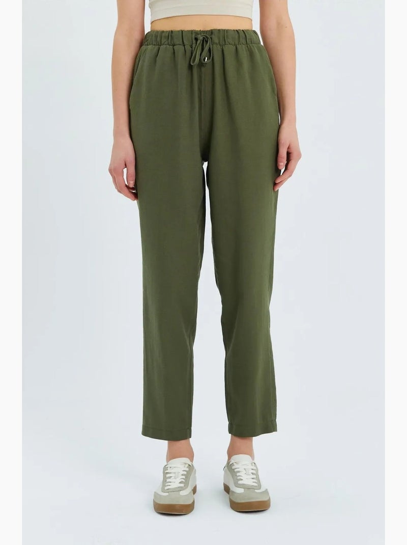 Broek met hoge taille en trekkoord mixray Kaki - Kiabi