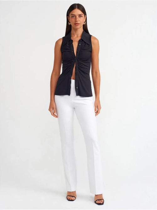 Broek Met Hoge Taille En Uitlopende Pijp - Kiabi Broek Met Hoge Taille En Uitlopende Pijp - Kiabi
