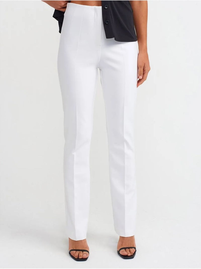 Broek Met Hoge Taille En Uitlopende Pijp Wit - Kiabi