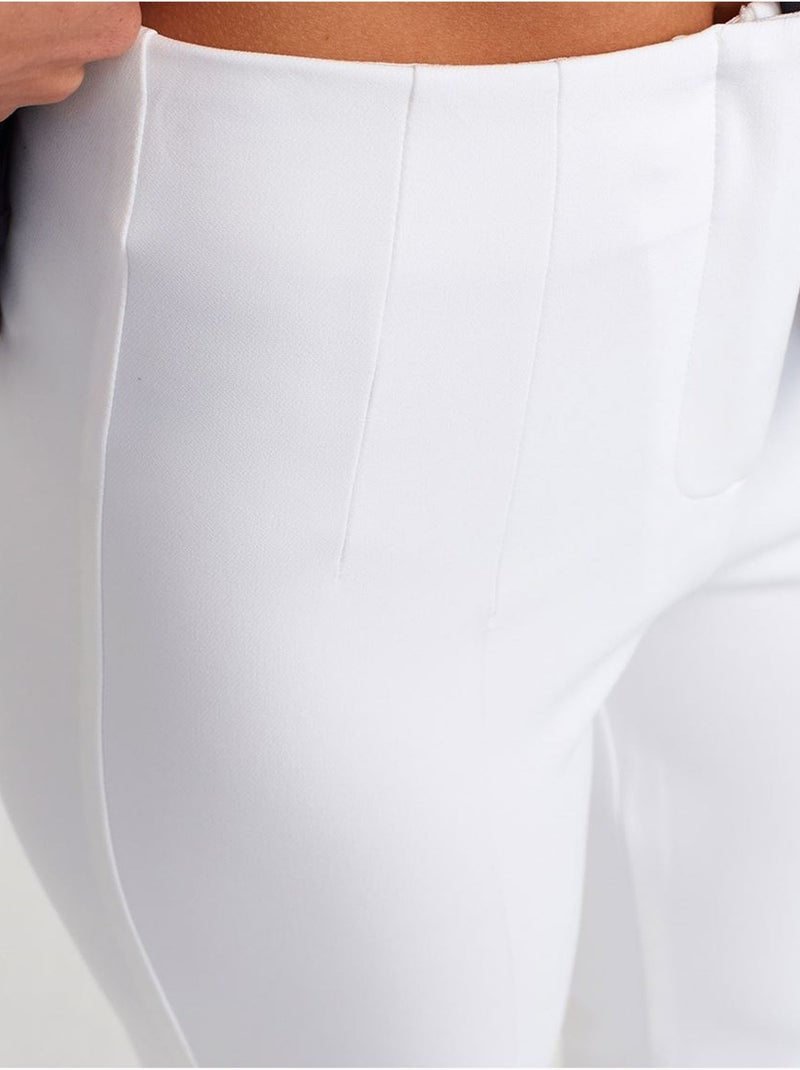 Broek Met Hoge Taille En Uitlopende Pijp Wit - Kiabi