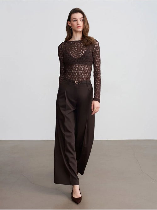 Broek met hoge taille en wijde pijp in crêpe dilvin - Kiabi Broek met hoge taille en wijde pijp in crêpe dilvin - Kiabi